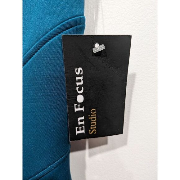 New! EnFocus Studio Dark Teal Blue Green Sleeveless Gold Chain Sheath Dress, 8 - Picture 6 of 7